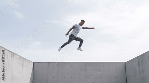 a man jumping off a ramp