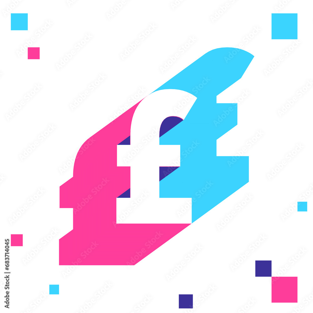 set of multicolored symbols on white background, 3d illustration, graphic and typographic design, pound set of multicolored symbols on white background, 3d illustration, graphic and typographic design, pound