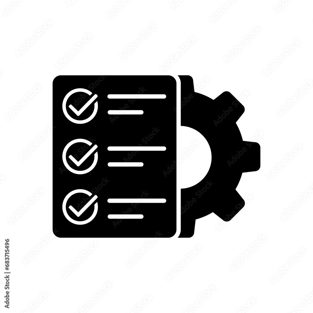 Manual document vector icon, big data processing technology illustration, storage and analysis, cogwheel and paper file Manual document vector icon, big data processing technology illustration, storage and analysis, cogwheel and paper file