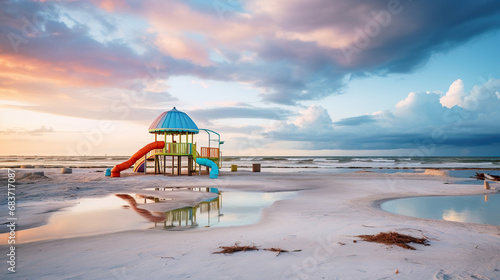 Playground on the Beach. Generative Ai photo