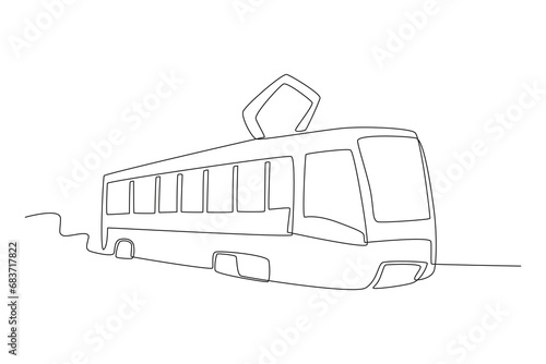 A public transport highway. Tram one-line drawing