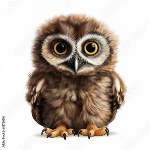 Cute little owl isolated on white background