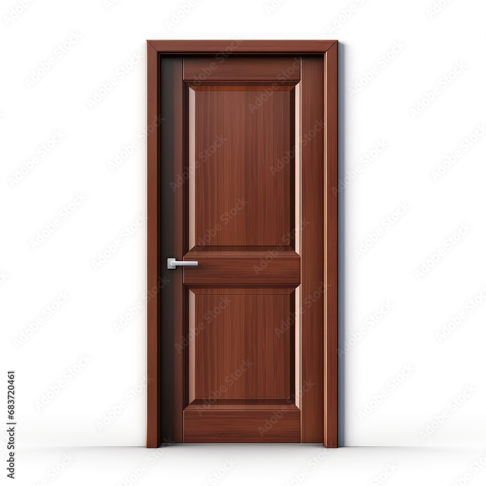 wooden door with a white wall on a white background