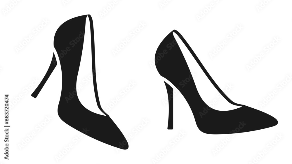 High heels shoe icon vector. high heel women's shoes vector isolated on white background. High heels shoe icon vector. high heel women's shoes vector isolated on white background.