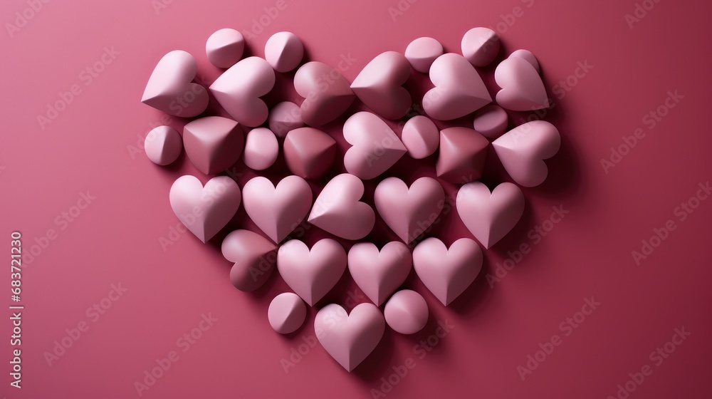 Fototapeta premium Red Heart Paper On Pink Background, Background Image, Desktop Wallpaper Backgrounds, HD