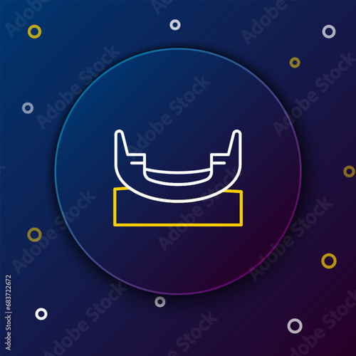 Line Boat swing icon isolated on blue background. Childrens entertainment playground. Attraction riding ship, swinging boat. Amusement park. Colorful outline concept. Vector