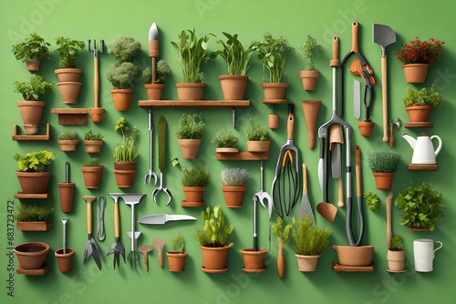 A gardener's paradise with perfectly organized tools for every task. 