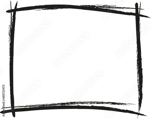 a rectangular frame is drawn with brush strokes in ink