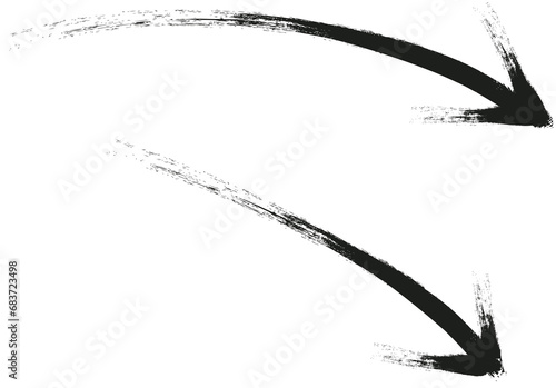 two-way arrow in stroke, arrow in both directions Ink brush stroke element