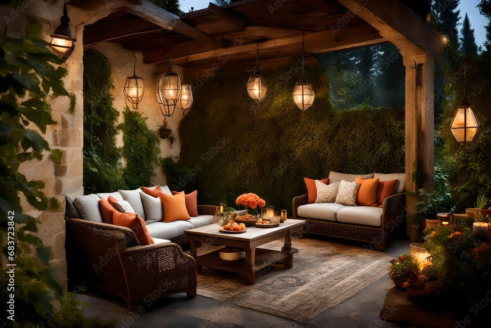 An inviting patio nook, capturing the warmth of outdoor gatherings. 