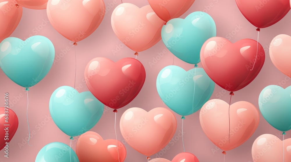 Seamless Pattern Heartshaped Balloons, Background Image, Desktop Wallpaper Backgrounds, HD