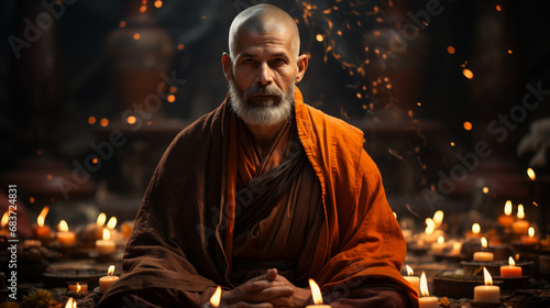 Monk meditating.