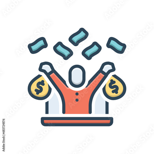 Color illustration icon for earning