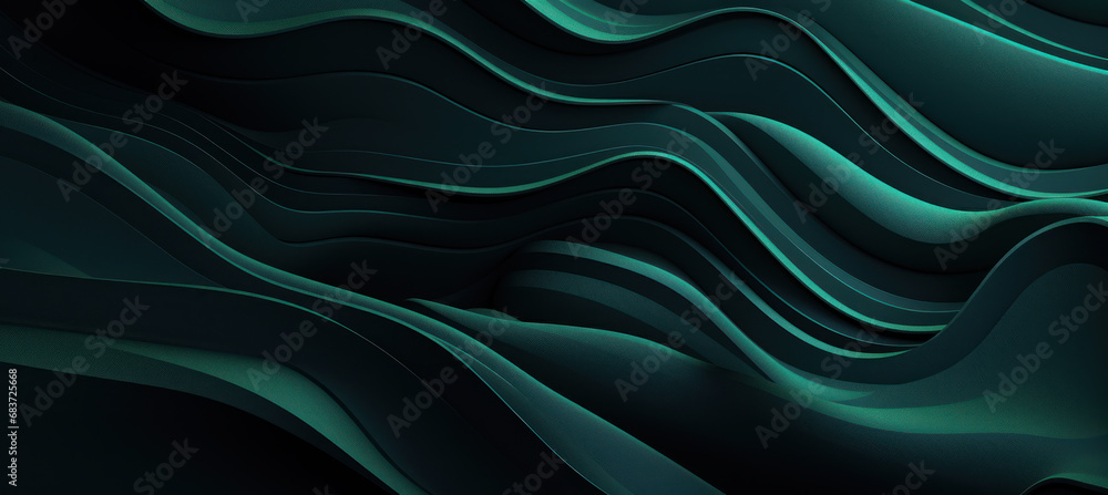 Fototapeta premium Dark Green Abstract Wallpaper with Flowing Lines