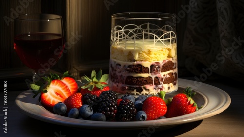 Tiramisu Cake Plate Cocoa Decoration Two, Background Image, Desktop Wallpaper Backgrounds, HD