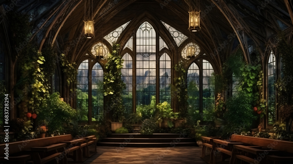 Fairy tale or magic medieval Greenhouse