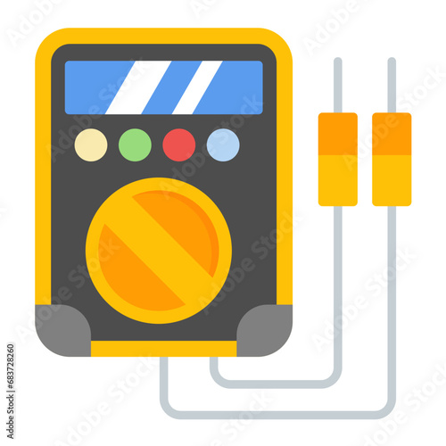 Voltmeter Flat Multicolor Icon