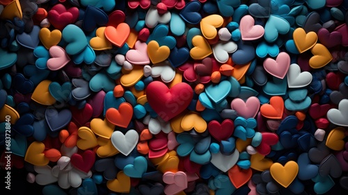 Colorful Hearts On Black Background Valentines, Background Image, Desktop Wallpaper Backgrounds, HD