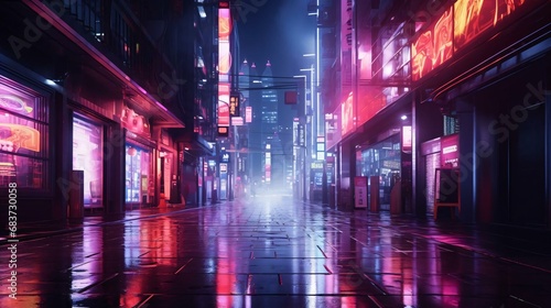 a wet street at night