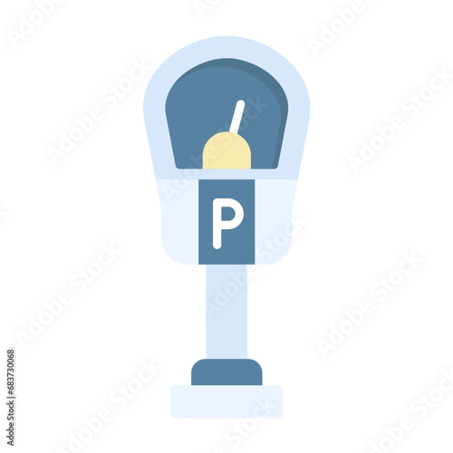 Parking Meter Flat Multicolor Icon
