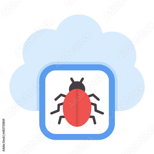 Cloud Virus Flat Multicolor Icon