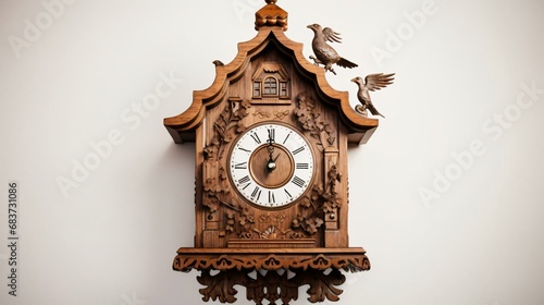 a clock with birds flying around it