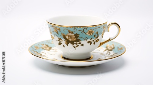 a teacup with a flower design