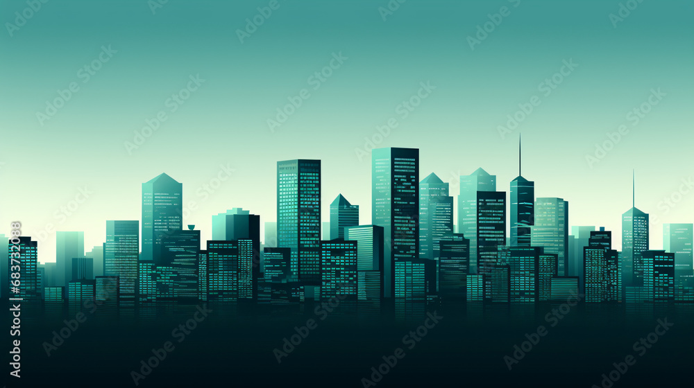 Financial city with teal background