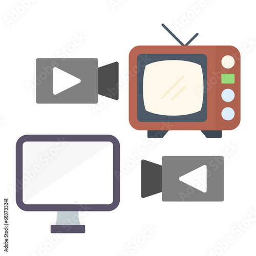Mass Media Flat Multicolor Icon