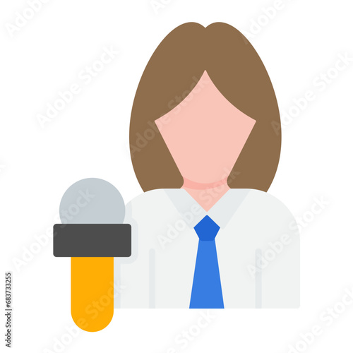 News Anchor Flat Multicolor Icon