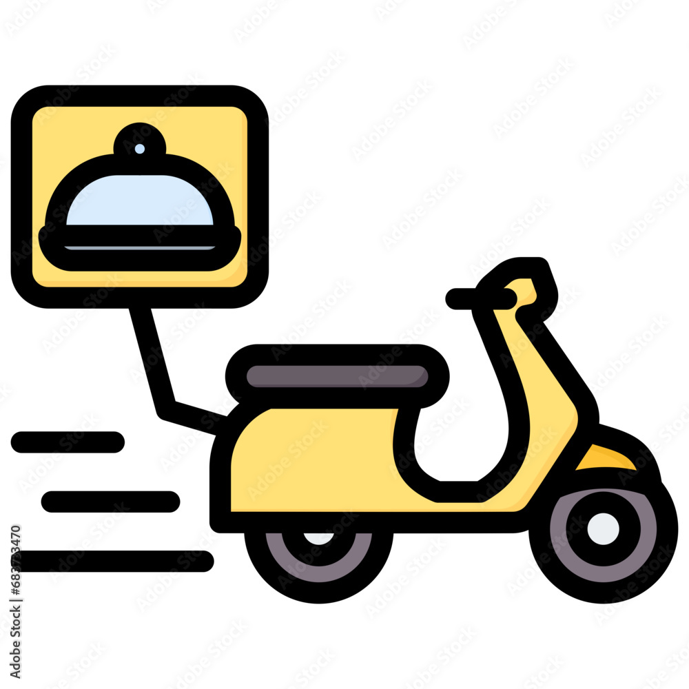 Food Delivery Outline Color Icon Food Delivery Outline Color Icon