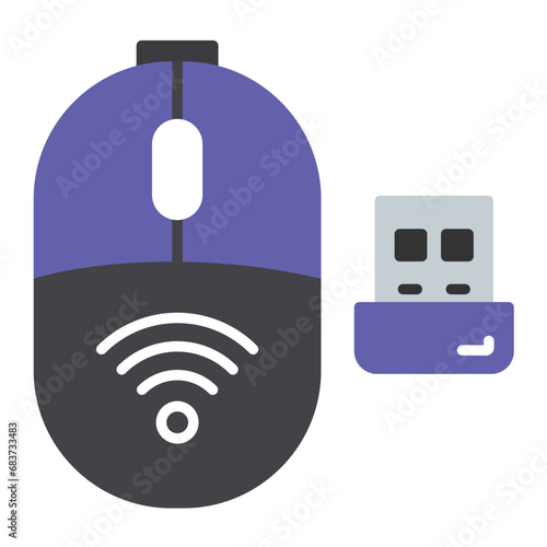 Wireless Mouse Flat Multicolor Icon photo