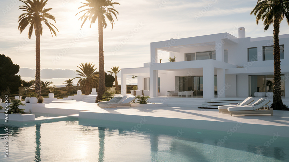 Fototapeta premium White villa architecture. White villa Spanish style