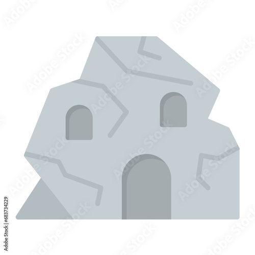 Cave House Flat Multicolor Icon