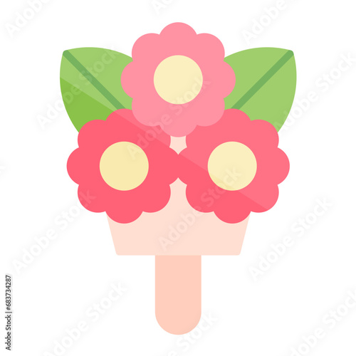 Flower Bouquet Flat Multicolor Icon