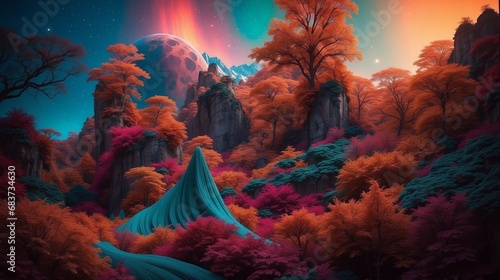 Lofi vibrant surrealism astral wallpapper photo