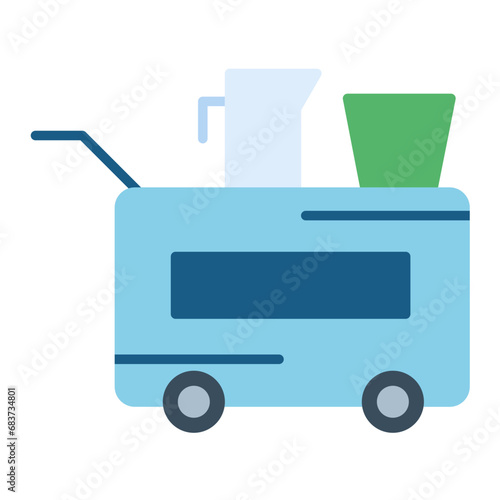Airplane Food Trolley Flat Multicolor Icon
