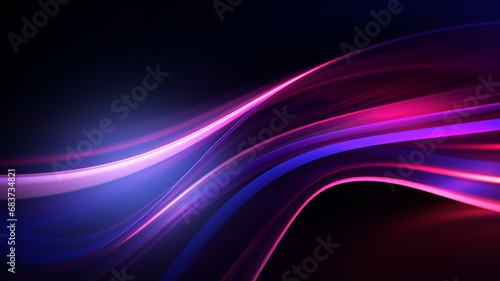 Neon rays and glowing lines bending on dark background