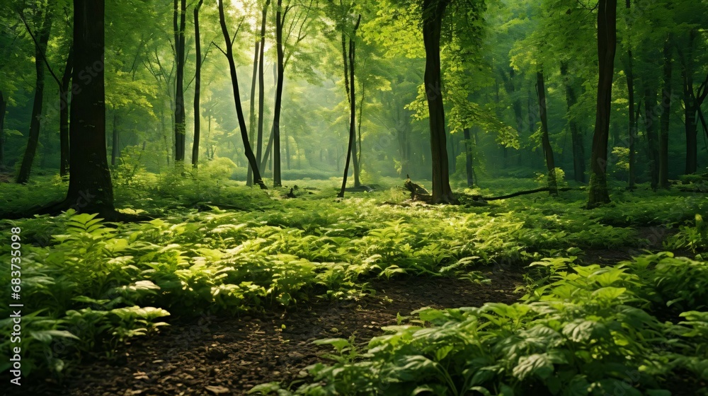 Obraz premium a forest with moss and trees