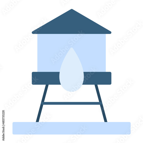 Water Tower Flat Multicolor Icon
