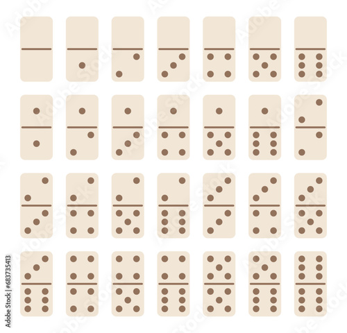 Wooden dominoes set. Casino elements. Vector and PNG on transparent background.
