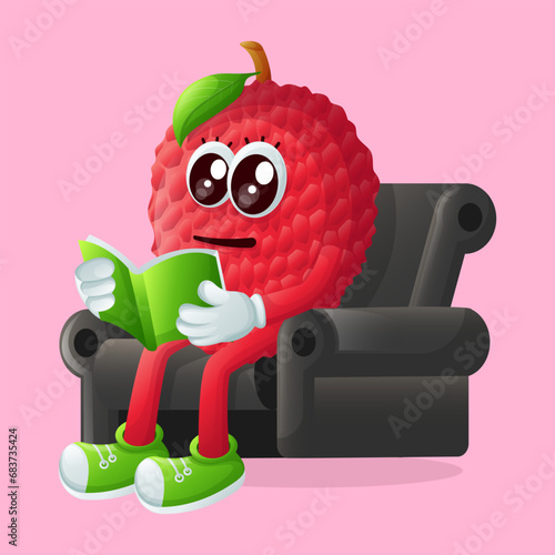 lychee character reading a book