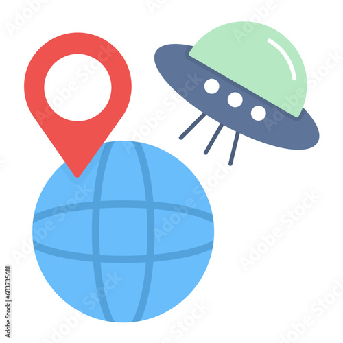 UFO Earth Flat Multicolor Icon