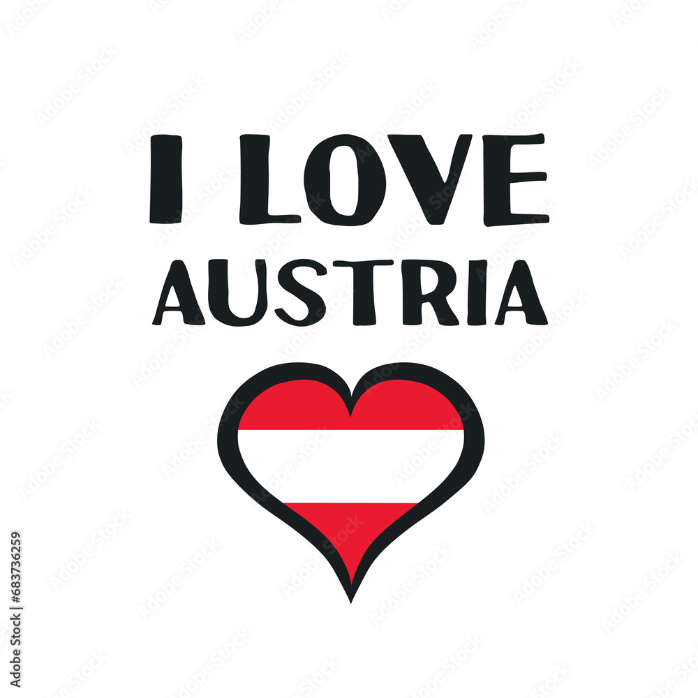 I love Austria - t-shirt design, print, sticker, vector