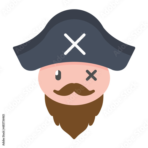 Pirate Beard Flat Multicolor Icon