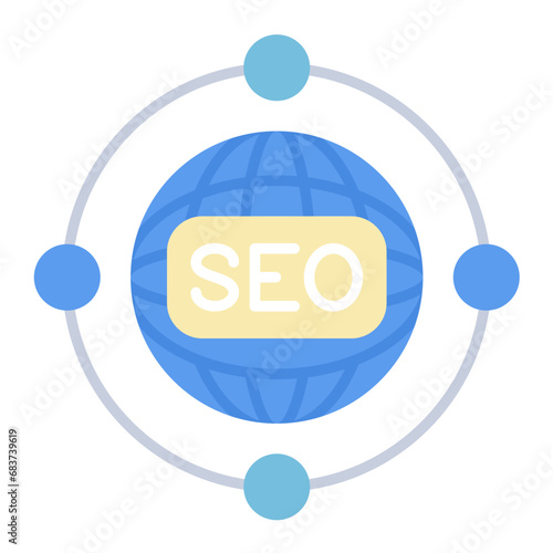 SEO Network Flat Multicolor Icon