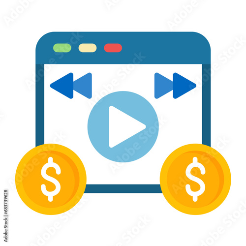 Video Monetization Flat Multicolor Icon