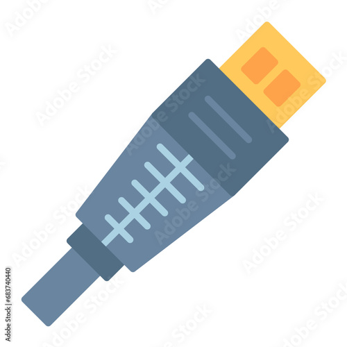 Internet Cable Flat Multicolor Icon