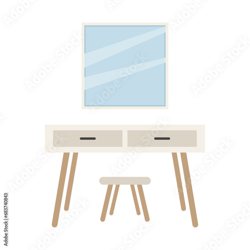 Icon dressing table and ottoman isolated. Vector illustration.