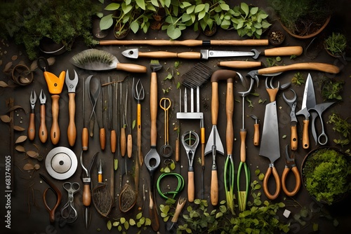 A gardener's toolkit, an embodiment of care and precision. 